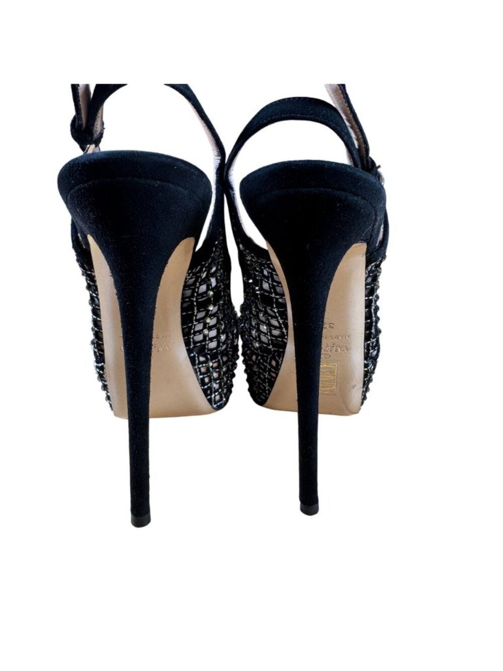 Valentino Garavani Crystal Strass Mesh Platform Slingback Heels Stilettos Size E - Picture 8 of 10